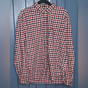 Mens J Crew Checkered Plaid Brushed Twill Shirt XL Slim Preppy Western Grunge
